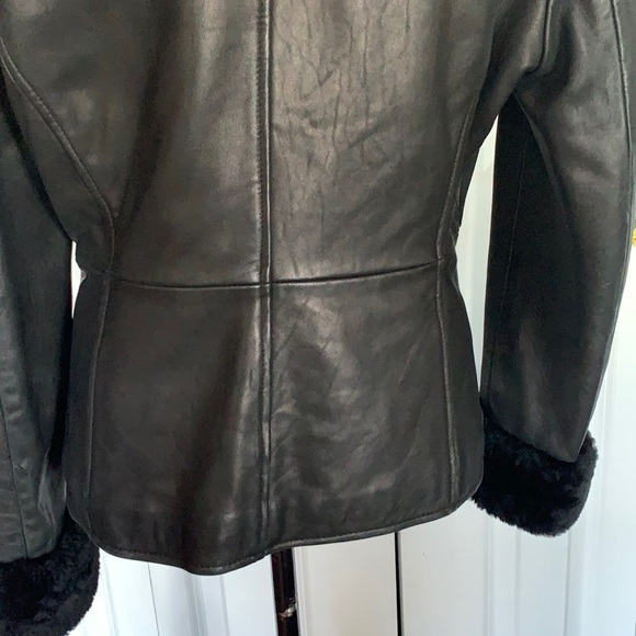VTG Susie Tompkins Faux Fur Trimmed Genuine Leather Jacket - Picture 7 of 10